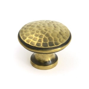 From The Anvil - Aged Brass Hammered Cabinet Knob - Large [51285]