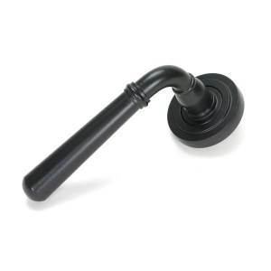 From The Anvil - Matt Black Newbury Lever On Rose Set (Art Deco) Unsprung 51327