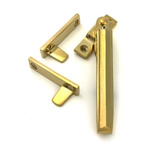 From The Anvil - Polished Brass Night-Vent Locking Art Deco Fastener [51925]