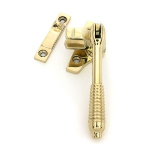 From The Anvil - Polished Brass Night-Vent Locking Reeded Fastener (Steel Window) [51996]