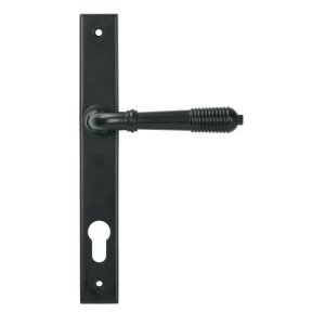 From The Anvil - Matt Black Reeded Slimline Lever Espag. Lock Set [52080]