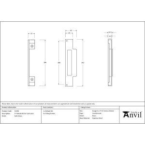 From The Anvil - Satin Brass 0.5inch Rebate Kit for Sash Lock [52190]