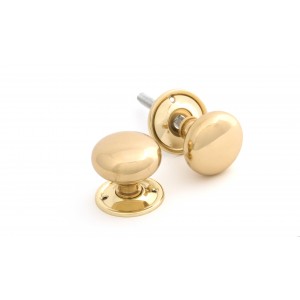 From The Anvil - Polished Brass Mushroom Mortice/Rim Knob Set 83564