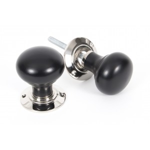 From The Anvil - Ebony & Polished Nickel Bun Mortice/Rim Knob Set 83838