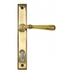 From The Anvil - Aged Brass Newbury Slimline Lever Espagnolette Lock Set 91413