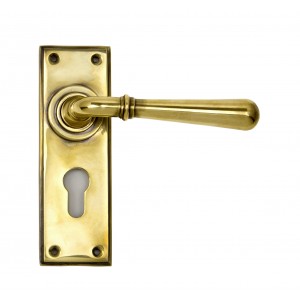 From The Anvil - Aged Brass Newbury Lever Euro Set 91417
