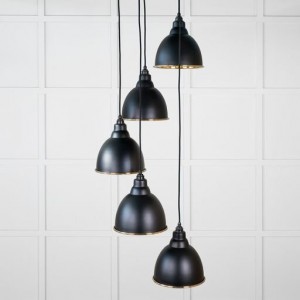 From The Anvil - Hammered Brass Brindley Cluster Pendant in Elan Black 49741SEB
