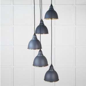 From The Anvil - Hammered Brass Brindley Cluster Pendant in Slate 49741SSL