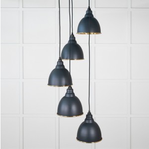 From The Anvil - Hammered Brass Brindley Cluster Pendant in Soot 49741SSO