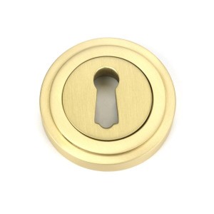 From The Anvil - Satin Brass Round Escutcheon (Art Deco) 50873