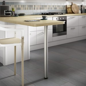 ROTHLEY ROUND WORKTOP SUPPORT LEG - BRUSHED STAINLESS STEEL 60 X 870MM [L183SB]
