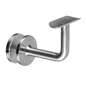 Q RAILING - HANDRAIL BRACKET, Q LINE, RECEPTION DIA 42.4MM FOR GLASS MOUNTING, 60MM DIA, STAINLESS STEEL 316, MIRROR POLISHED EXTERIOR [PK2] [14012004210] 140120-042-10