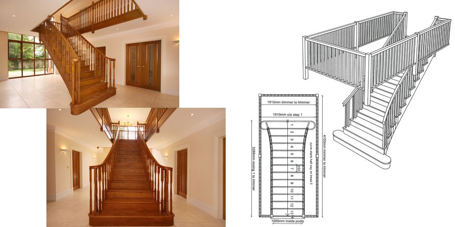 compton curved staircase by pear stairs