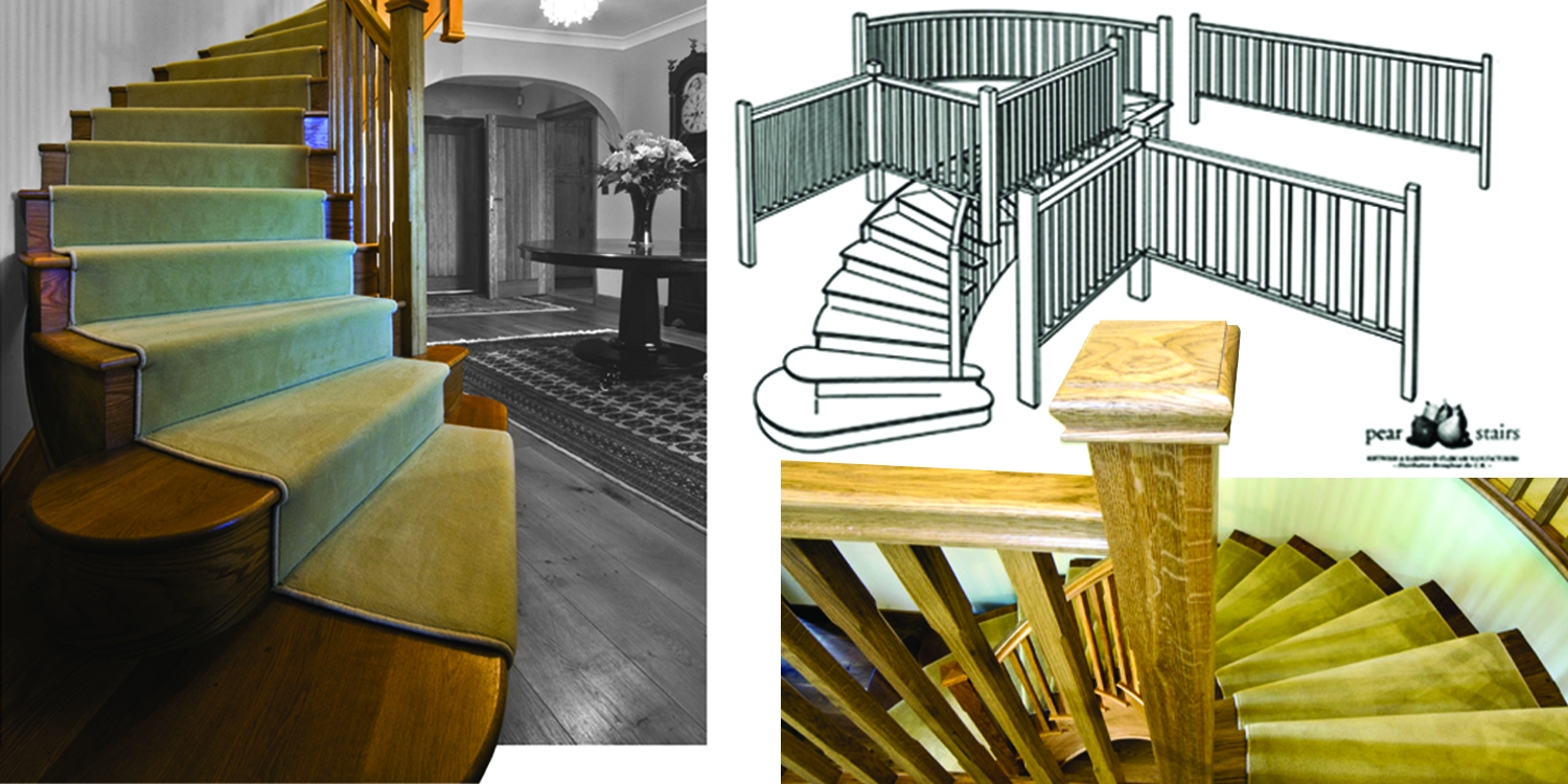 louth curved staircase, oak curved staircase, pear stairs curved staircase