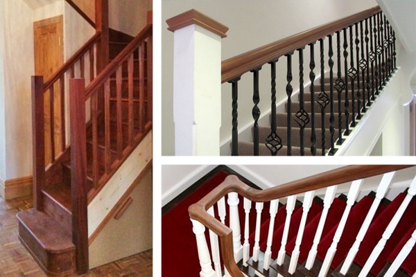 Sapele stair parts. A rich brown coloured timber is great for making a contrast with painted parts 