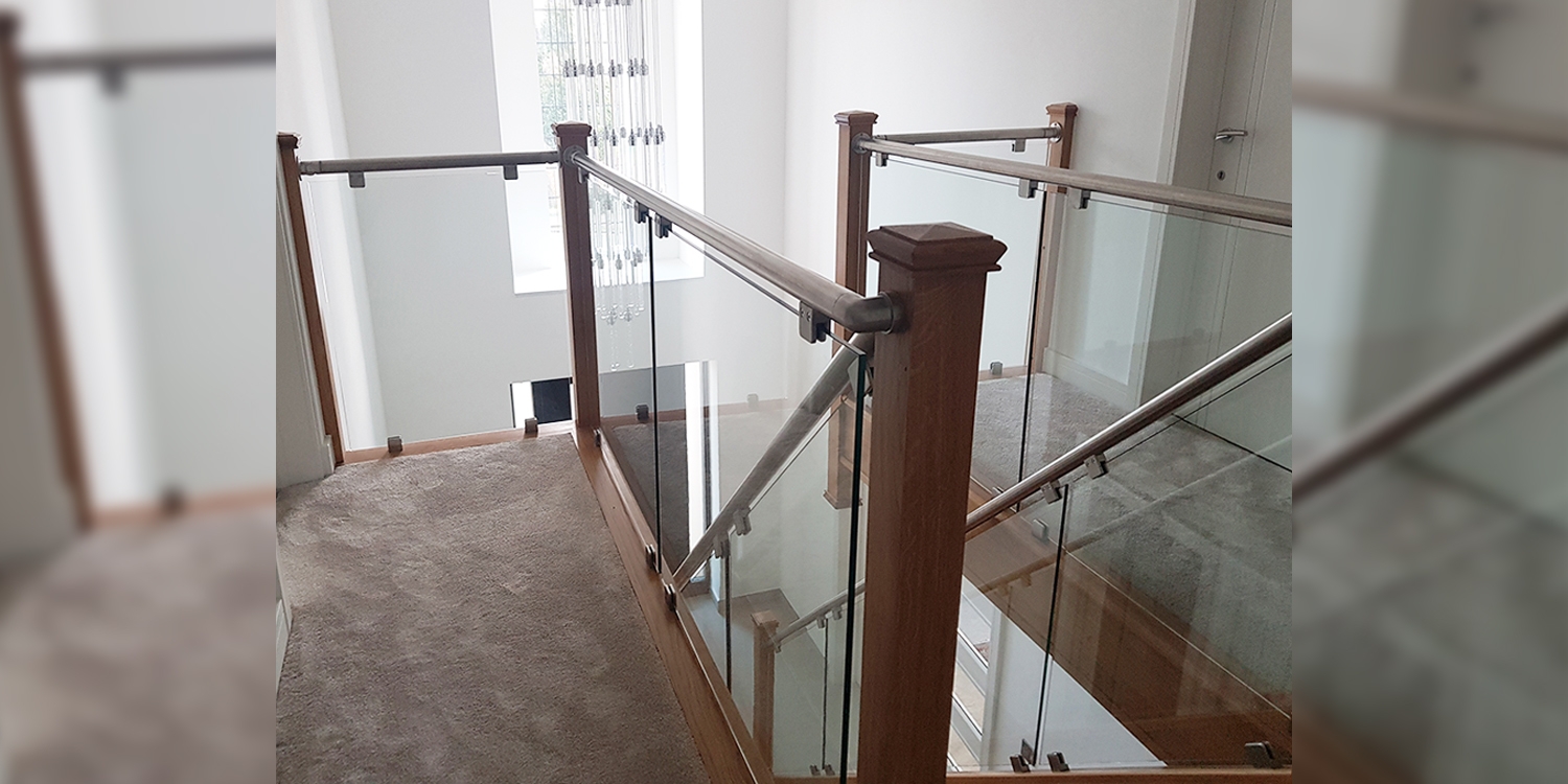 return balustrade, glass banister, pear stairs, uk staircase