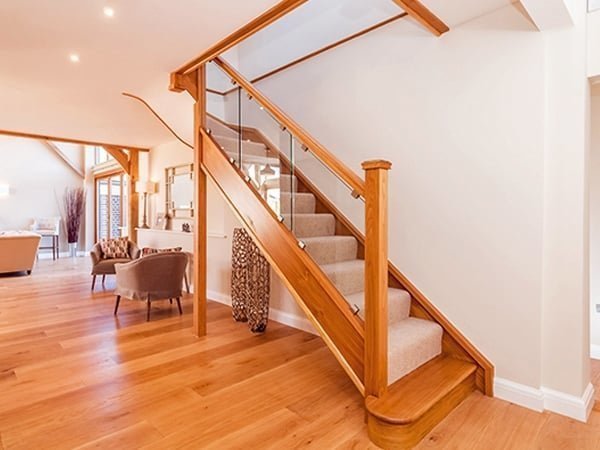 Oak and glass staircase by Pear Stairs