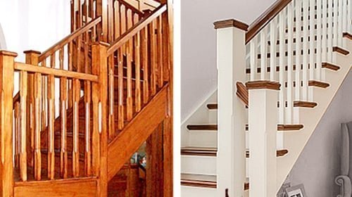 Stained and painted stairs