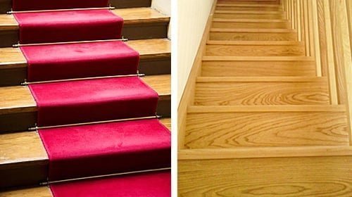 Carpeted and uncarpeted stairs