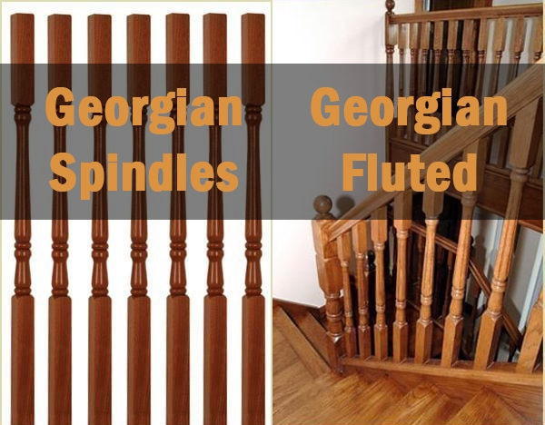 Georgian spindles, georgian fluted spindles, spindles at Pear Stairs