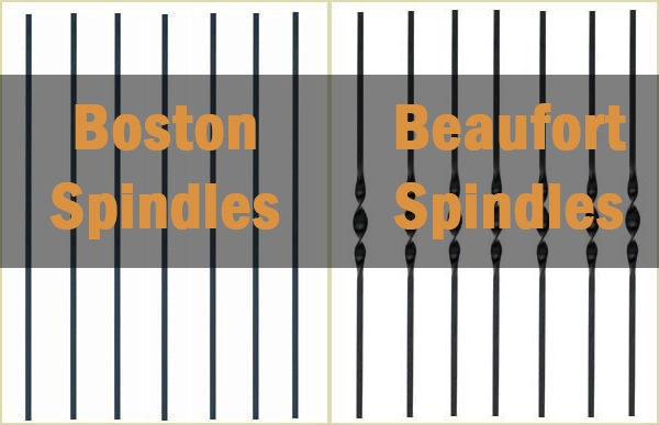 boston beaufort spindles, metal spindles, pear stairs, boston spindles, beaufort spidles