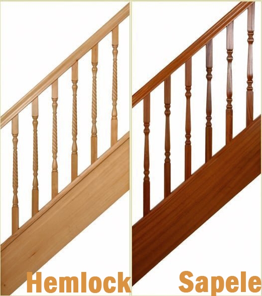 Hemlock and Sapele Spindles At Pear Stairs
