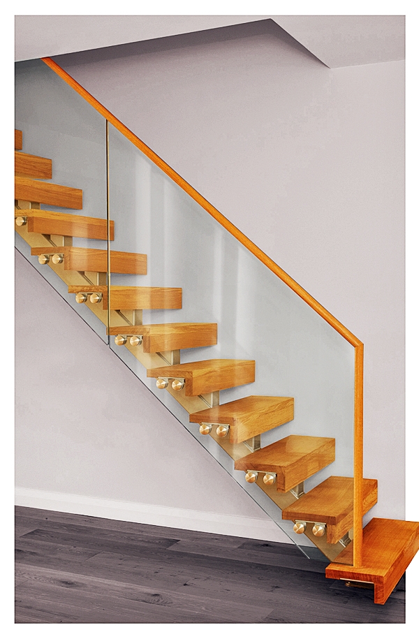 Glass and oak staircase by Pear Stairs
