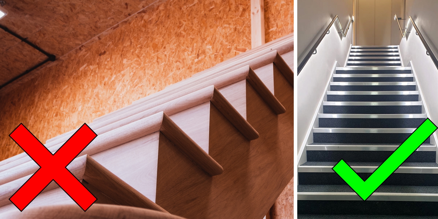 no nosing, public staircase, building regulations