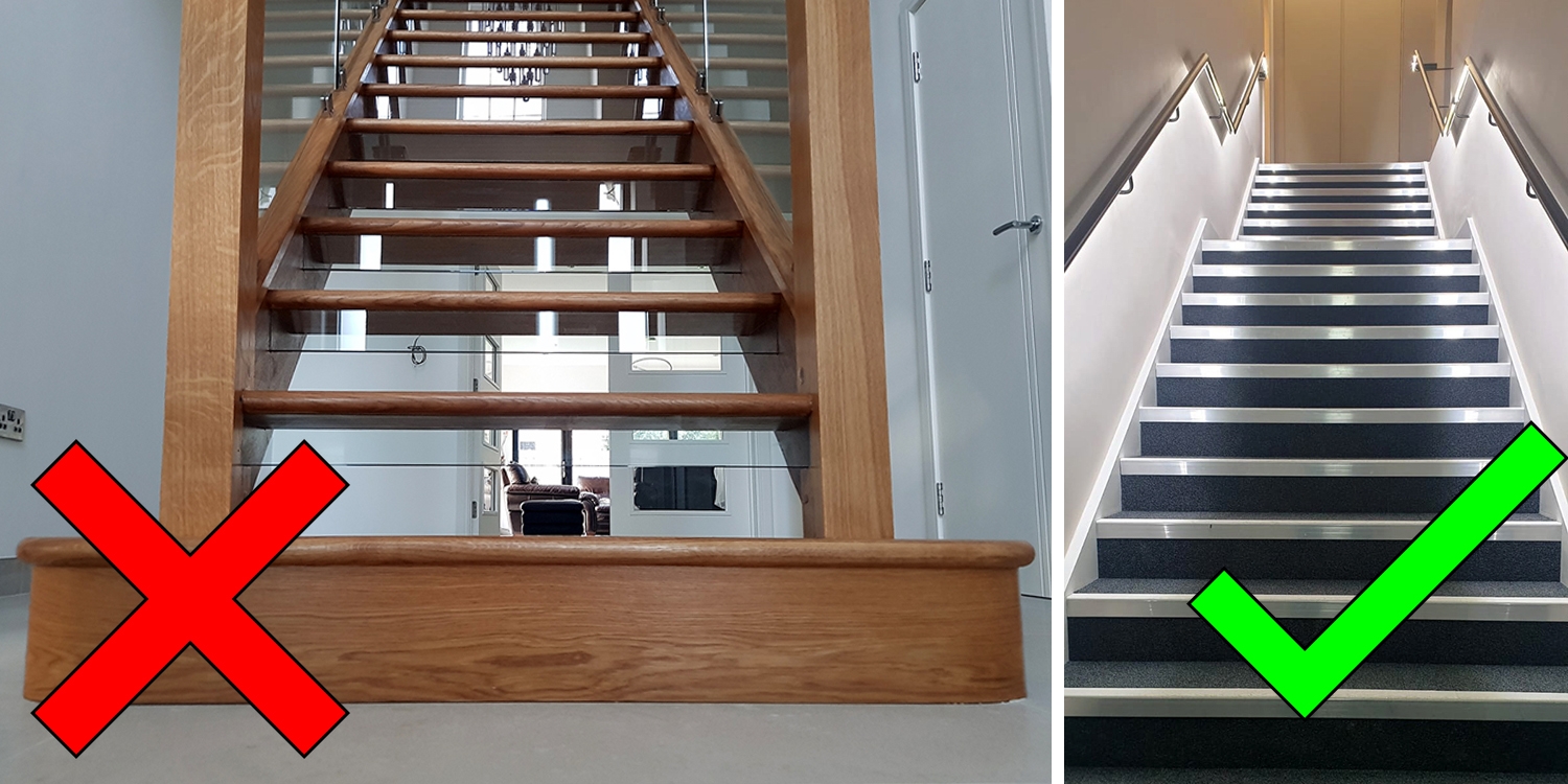 no open risers, staircase regulations, part k