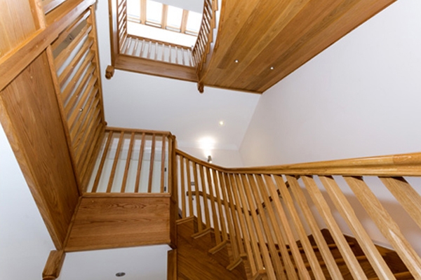 Wooden staircase for a grand hallway