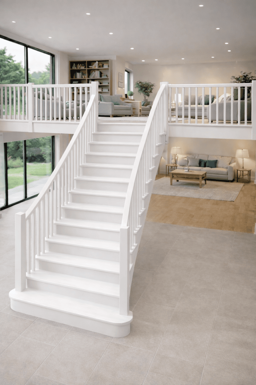 The Montford Curved Staircase in White Primed