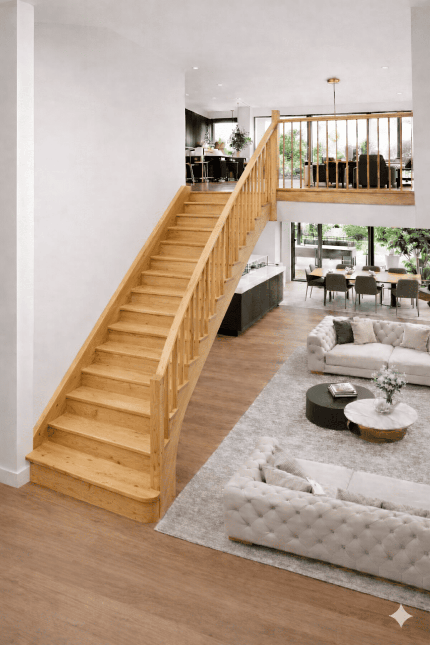 The Stretton Curved Staircase in Pine