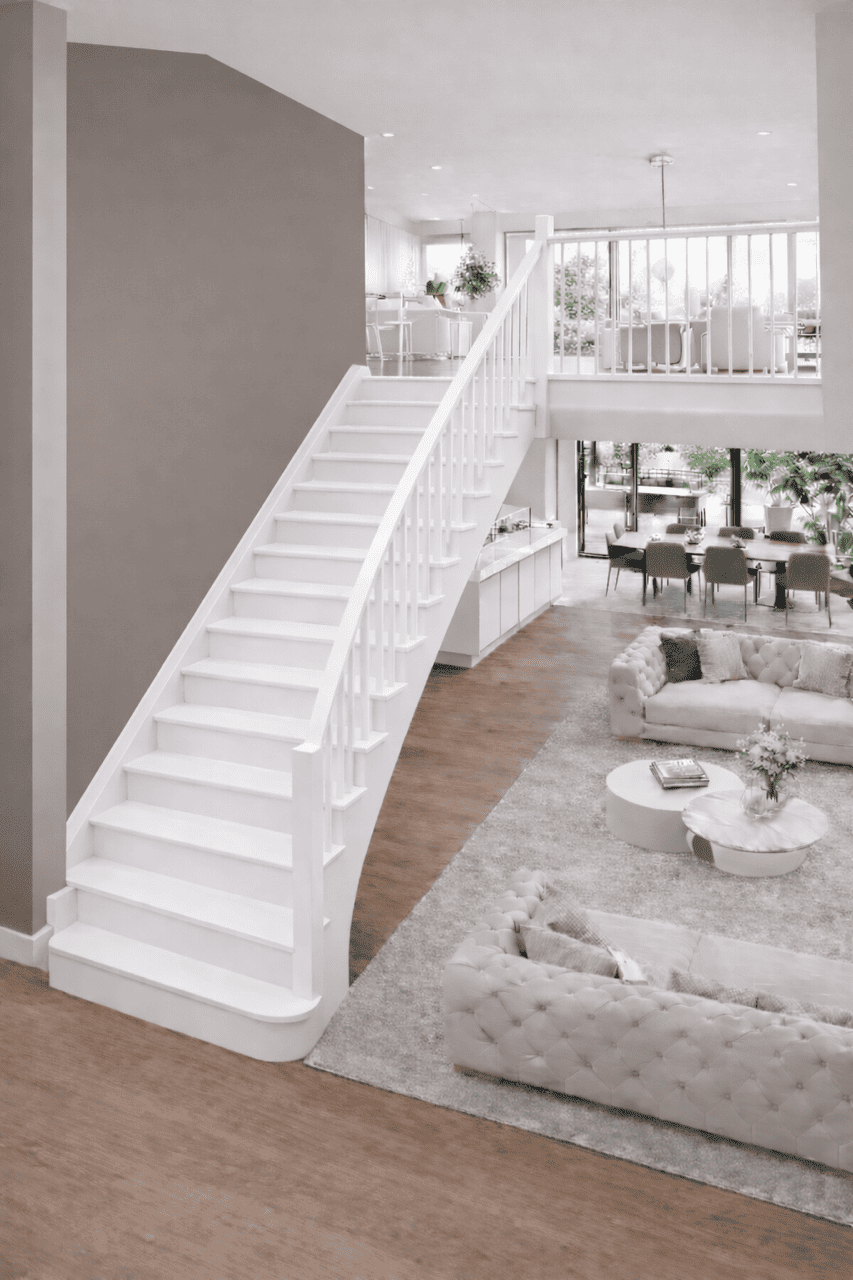 The Stretton Curved Staircase in White Primed
