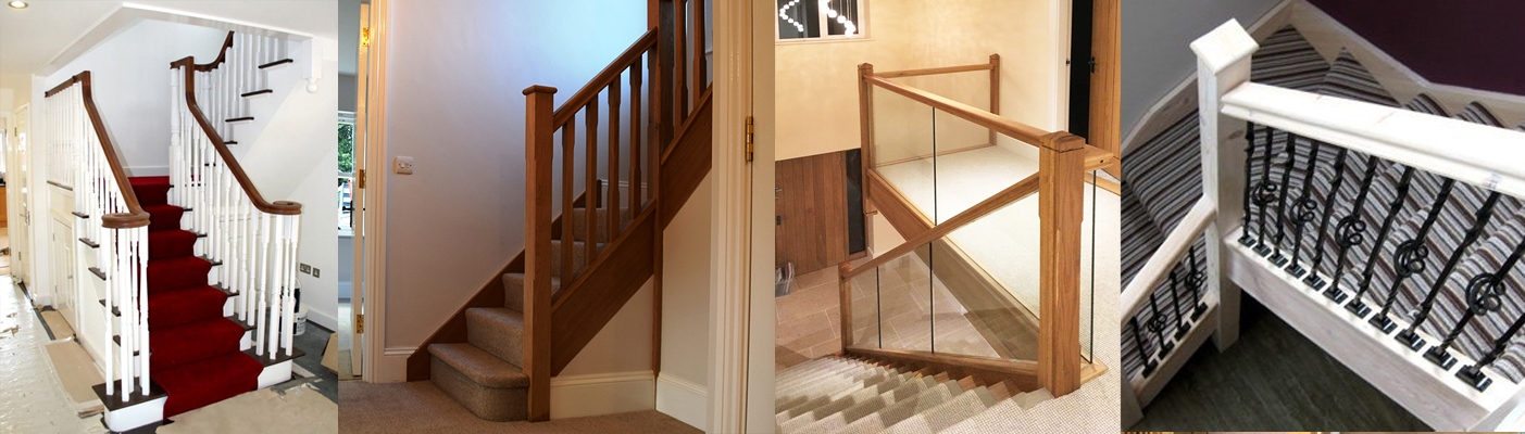 Balustrade for staircases, landing, and balconies with glass panelling or traditional spindles 