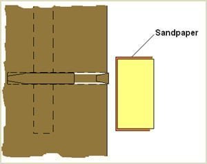 after allowing adequate time for the glue to cure, sand down the protruding edge of the pellet after allowing adequate time for the glue to cure, sand down the protruding edge of the pellet